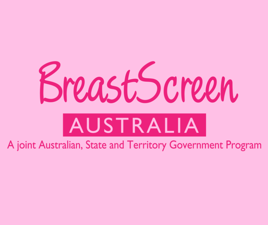 BreastScreen Australia logo, dark pink on light pink background