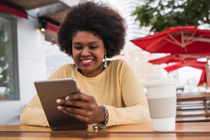 Black lady with screen