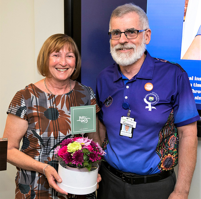 Janice Butt and Graeme Boardley, Director Midwifery, Nursing and Patient Support Services