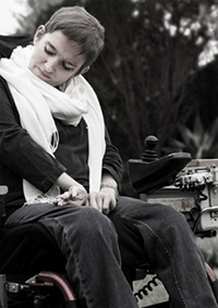 Disabled woman in a wheel chair